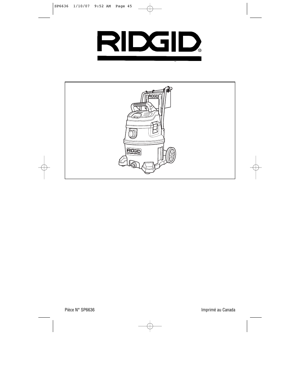 Mode d’emploi, Pour votre sécurité | RIDGID RV2400A User Manual | Page 45 / 68