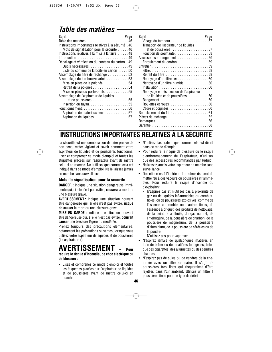 RIDGID RV2400A User Manual | Page 46 / 68