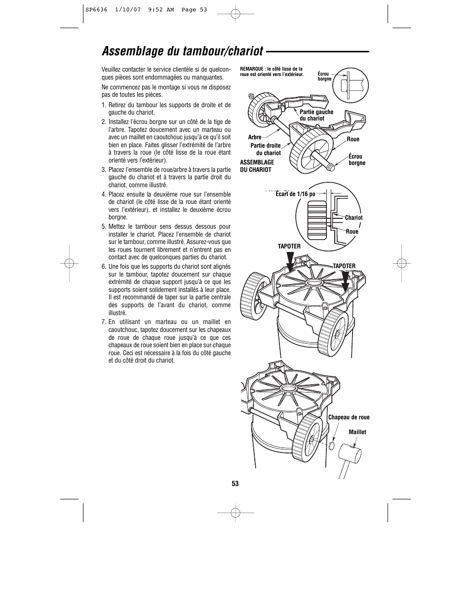 Assemblage du tambour/chariot | RIDGID RV2400A User Manual | Page 53 / 68