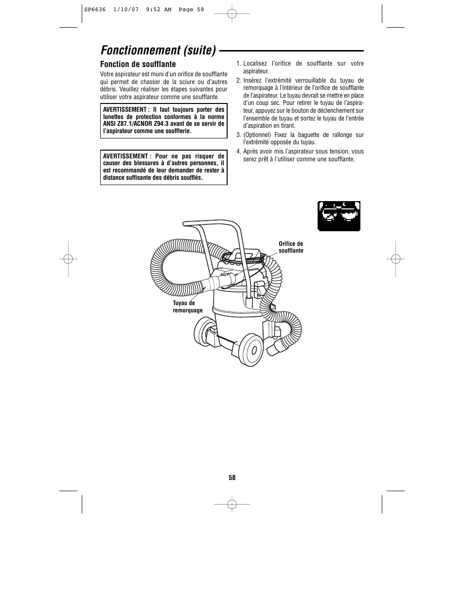Fonctionnement (suite) | RIDGID RV2400A User Manual | Page 58 / 68