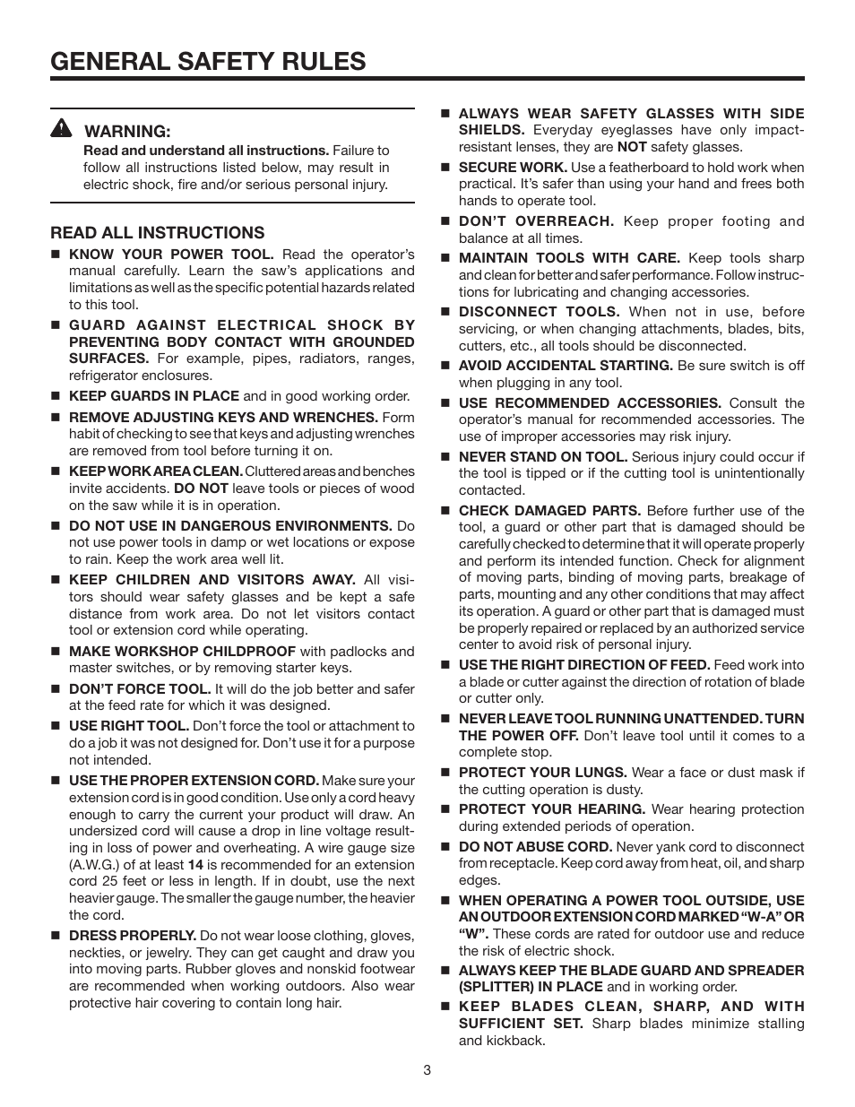 General safety rules | RIDGID R4516 User Manual | Page 3 / 40