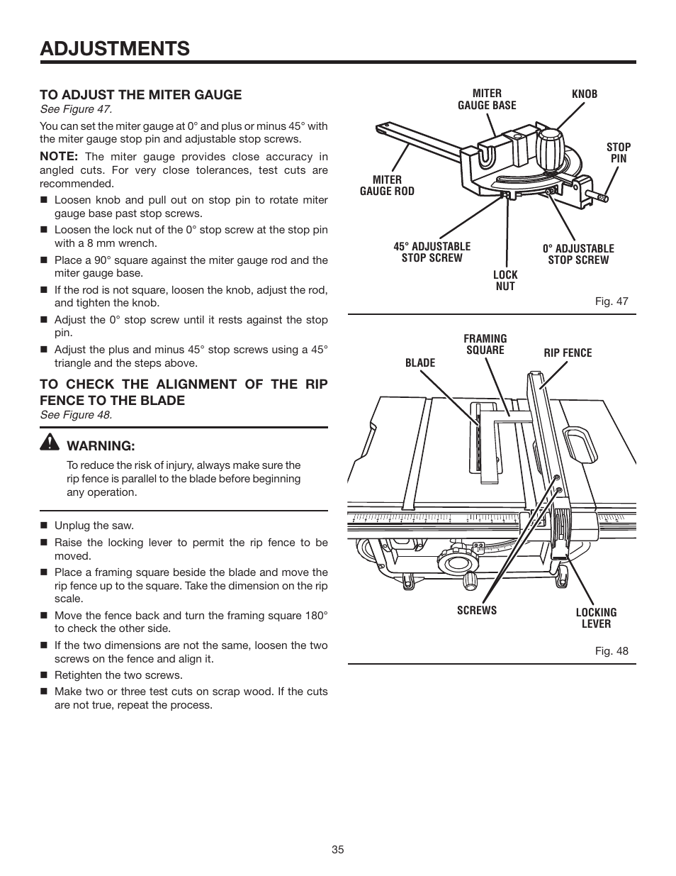 Adjustments | RIDGID R4516 User Manual | Page 35 / 40