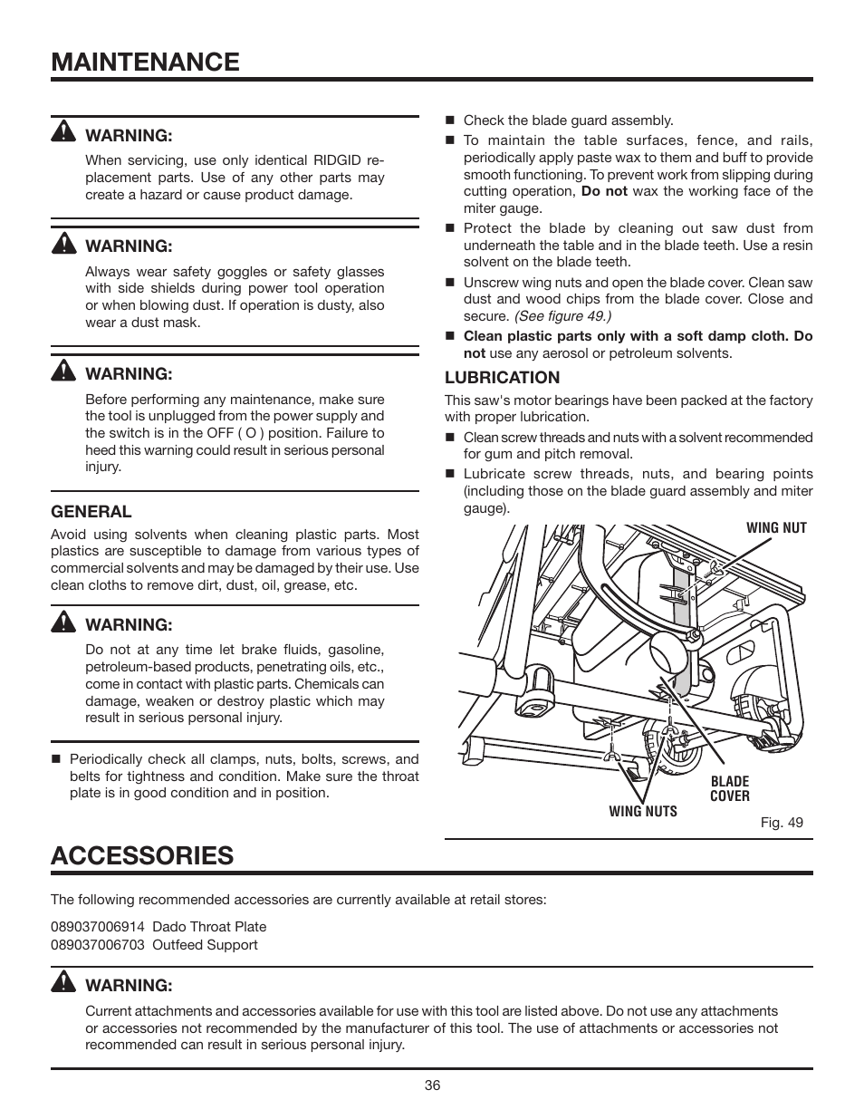Maintenance, Accessories | RIDGID R4516 User Manual | Page 36 / 40