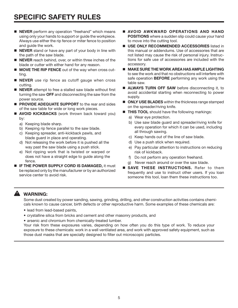 Specific safety rules | RIDGID R4516 User Manual | Page 5 / 40