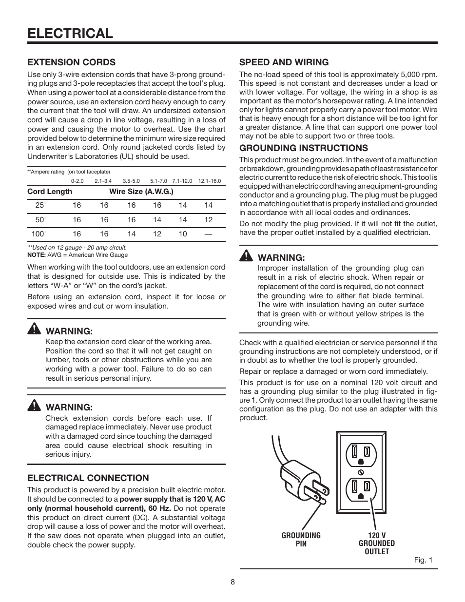 Electrical | RIDGID R4516 User Manual | Page 8 / 40