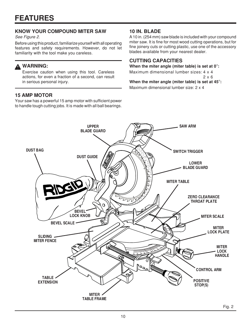 Features | RIDGID MS1065LZ User Manual | Page 10 / 30