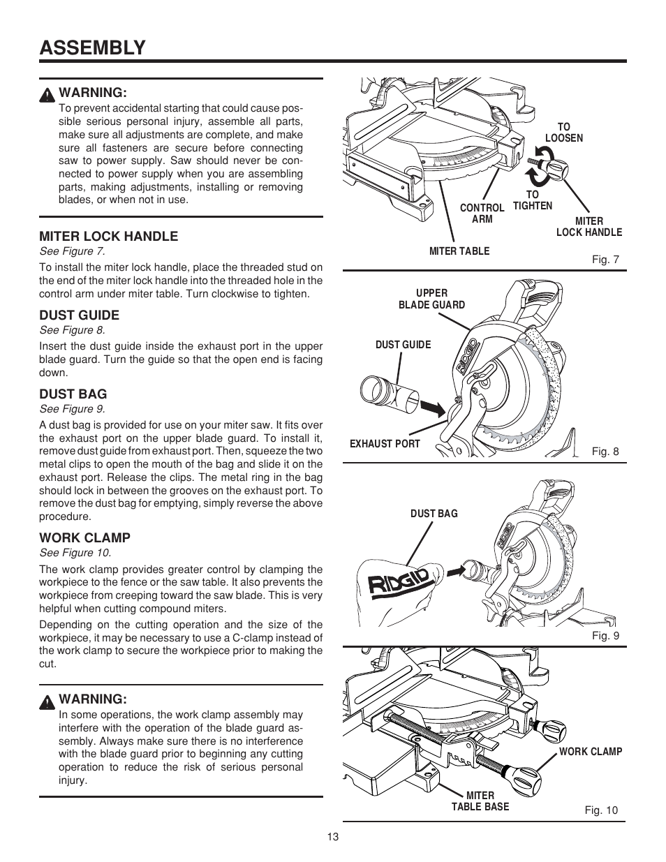 Assembly | RIDGID MS1065LZ User Manual | Page 13 / 30