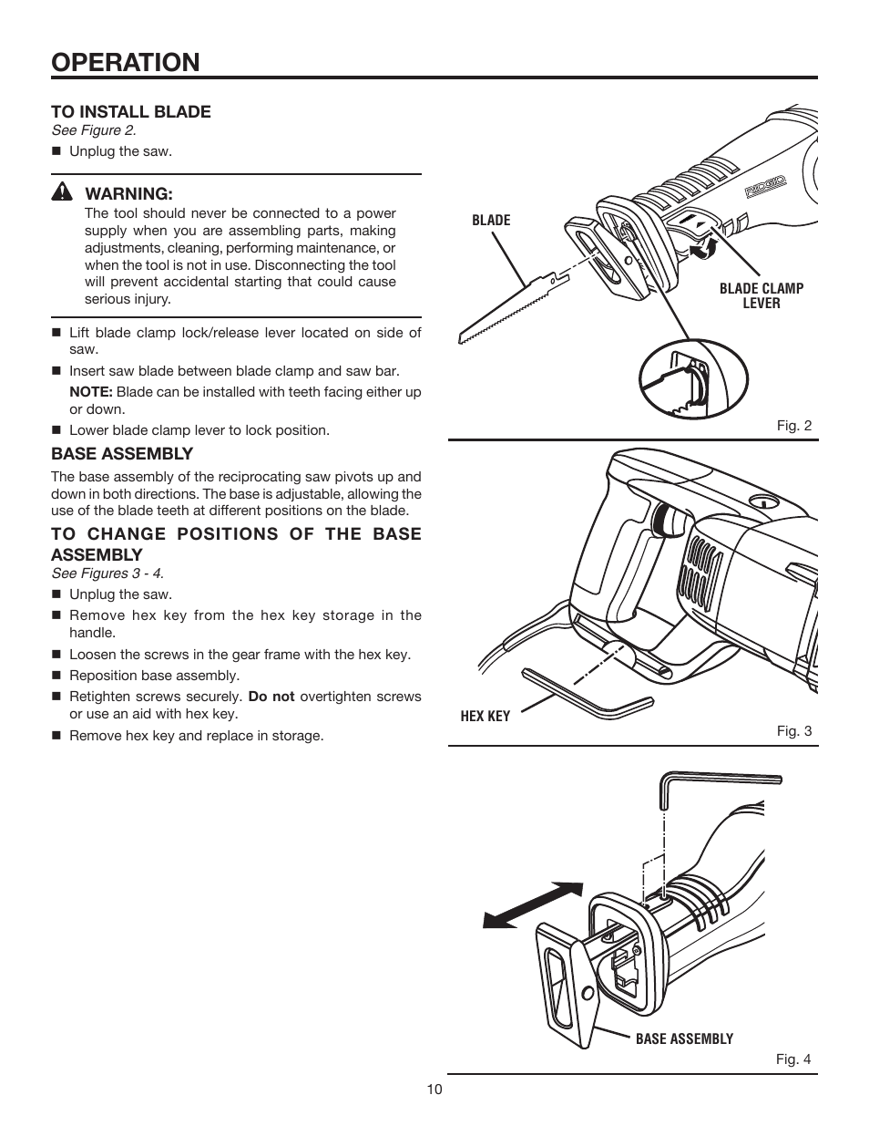 Operation | RIDGID R3001 User Manual | Page 10 / 16