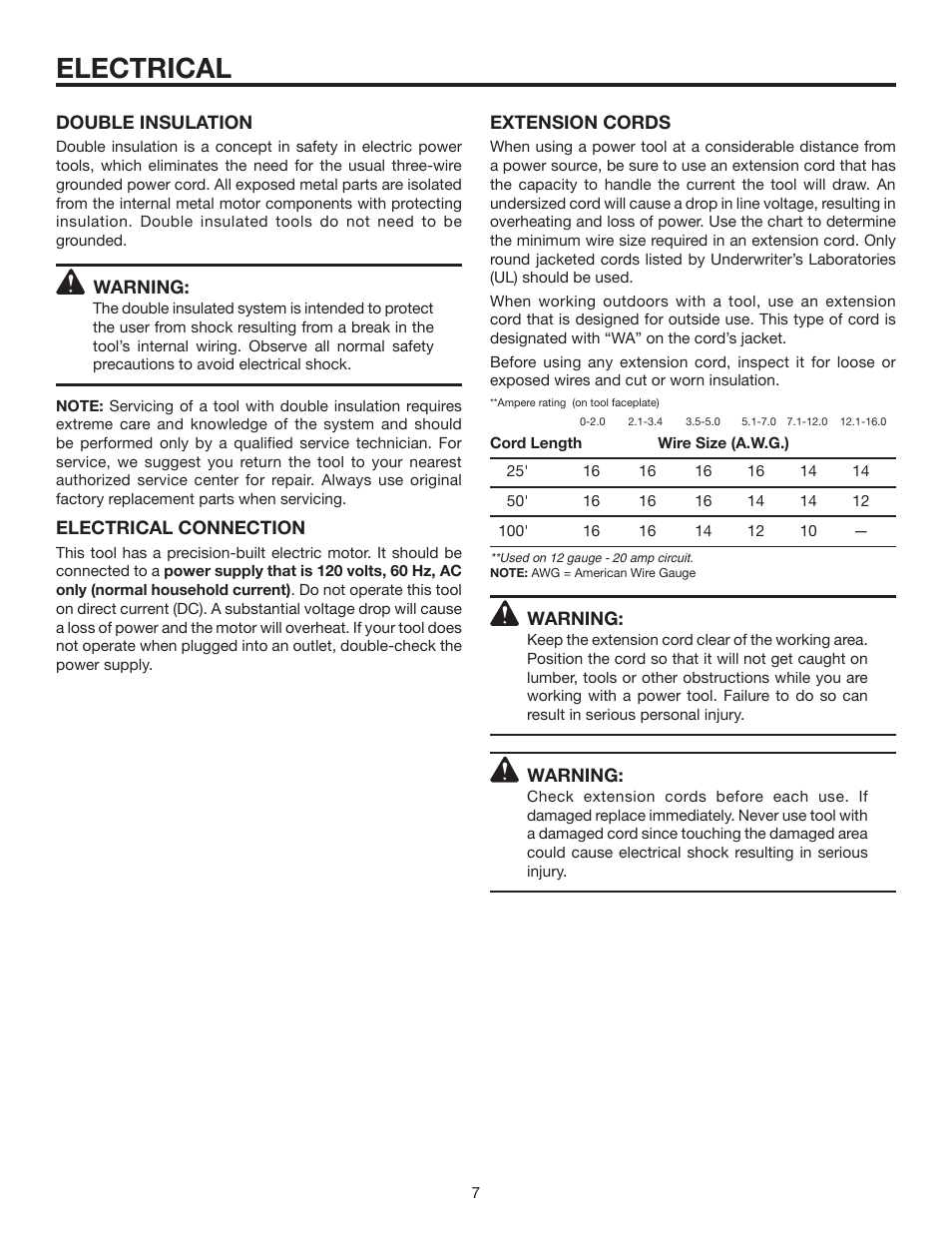 Electrical | RIDGID R3001 User Manual | Page 7 / 16