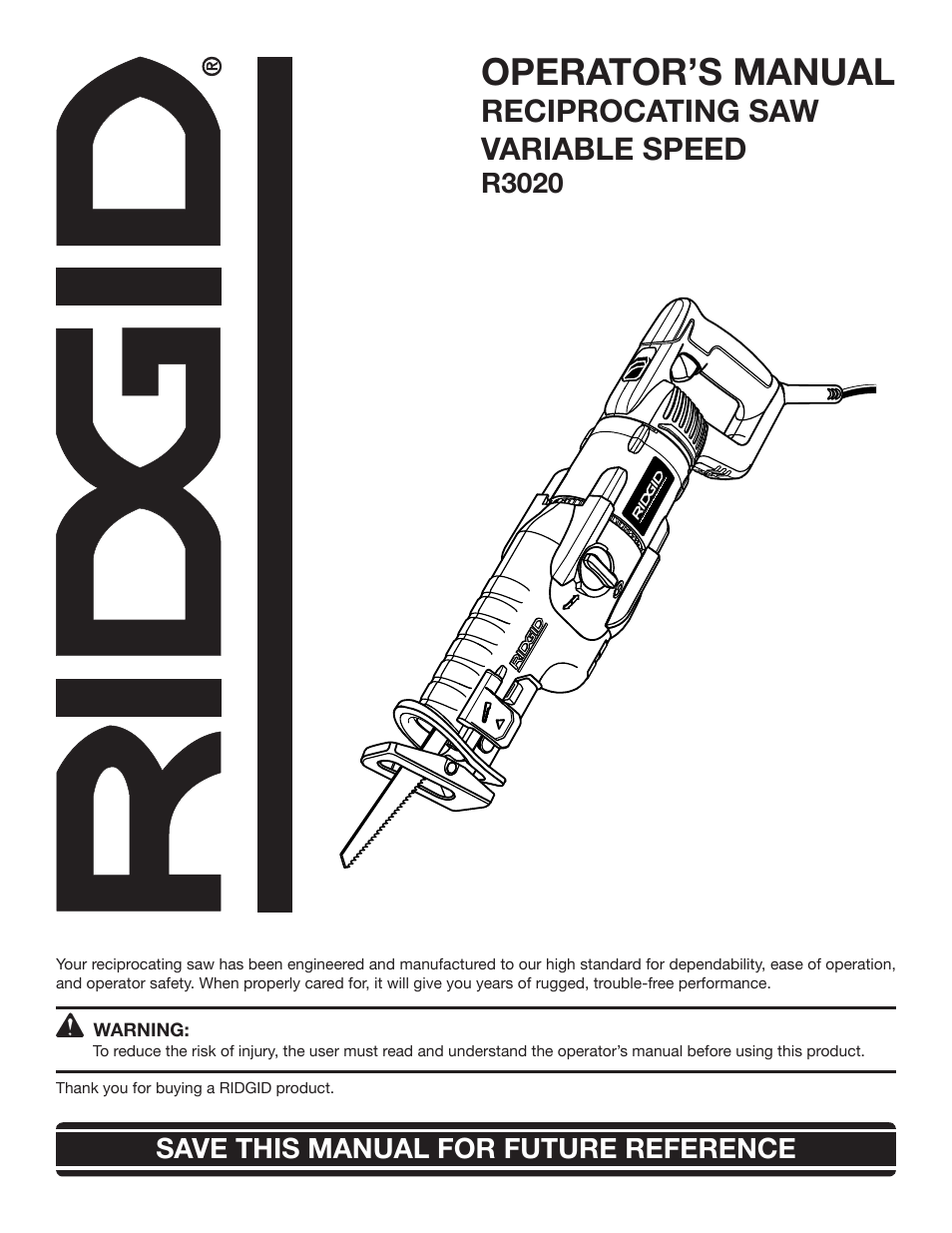 RIDGID R3020 User Manual | 16 pages