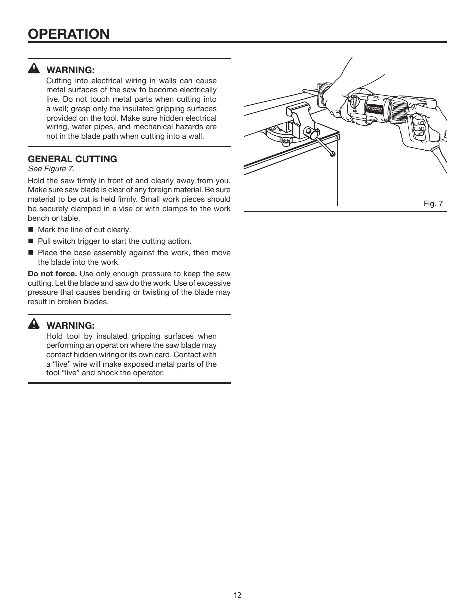 Operation | RIDGID R3020 User Manual | Page 12 / 16