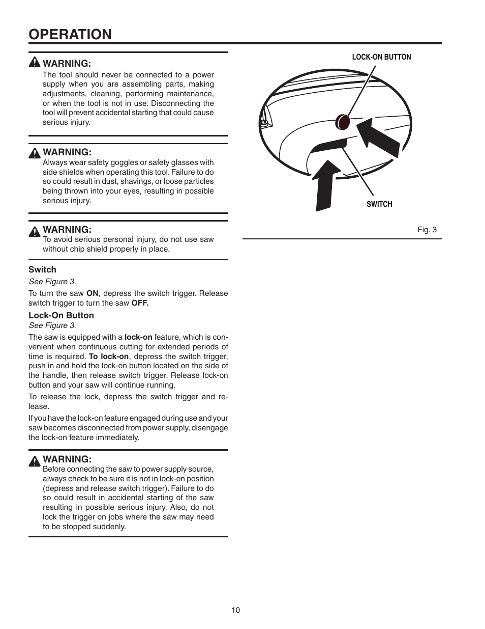 Operation | RIDGID R3120 User Manual | Page 10 / 20