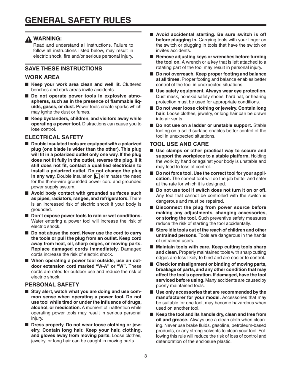 General safety rules | RIDGID R3120 User Manual | Page 3 / 20