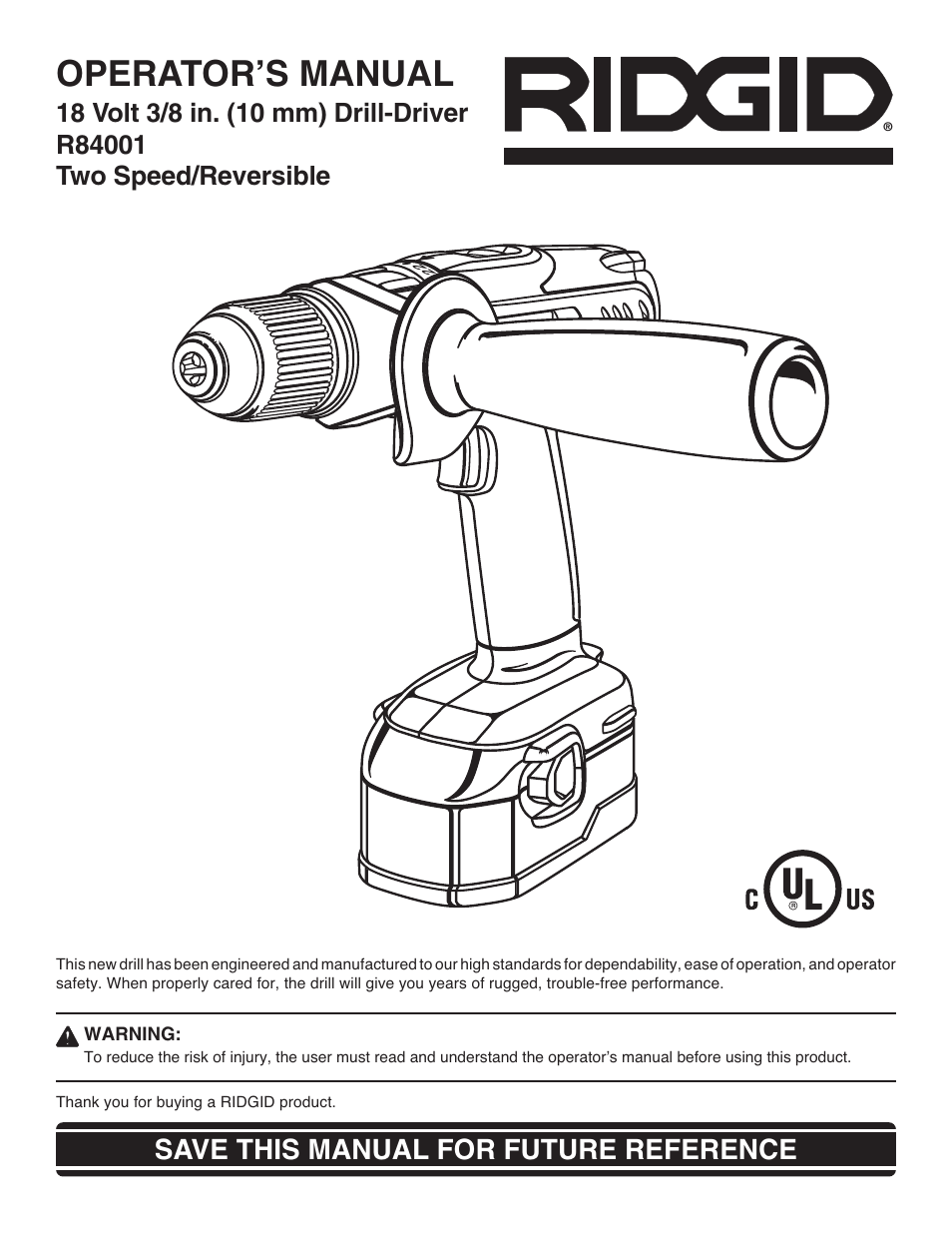 RIDGID R84001 User Manual | 20 pages