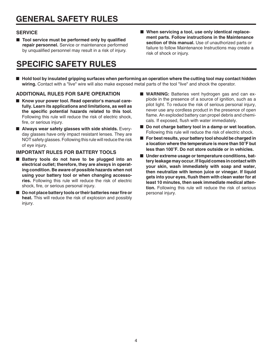 General safety rules specific safety rules | RIDGID R84001 User Manual | Page 4 / 20