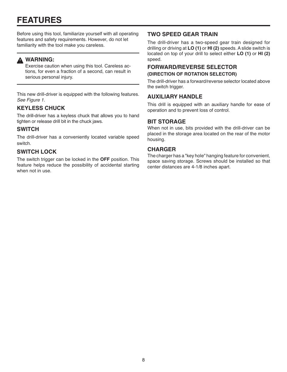 Features | RIDGID R84001 User Manual | Page 8 / 20