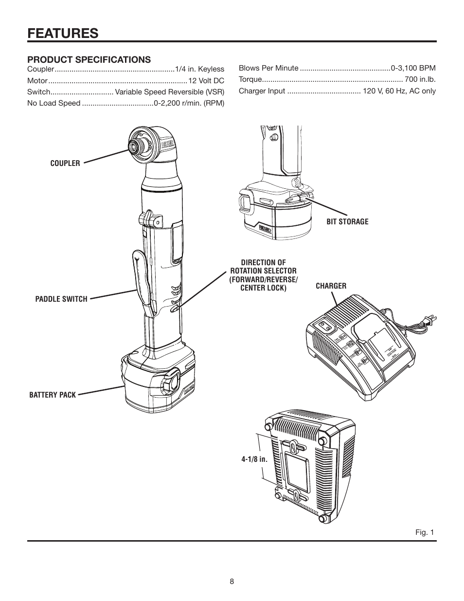 Features | RIDGID R82233 User Manual | Page 8 / 18