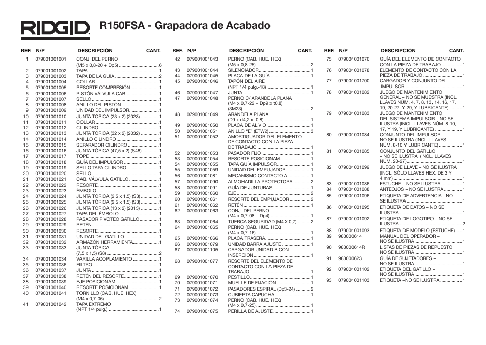 R150fsa - grapadora de acabado | RIDGID R150FSA User Manual | Page 5 / 5