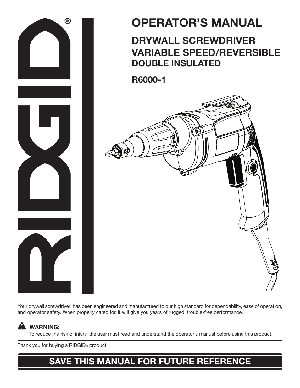 RIDGID R6000-1 User Manual | 14 pages