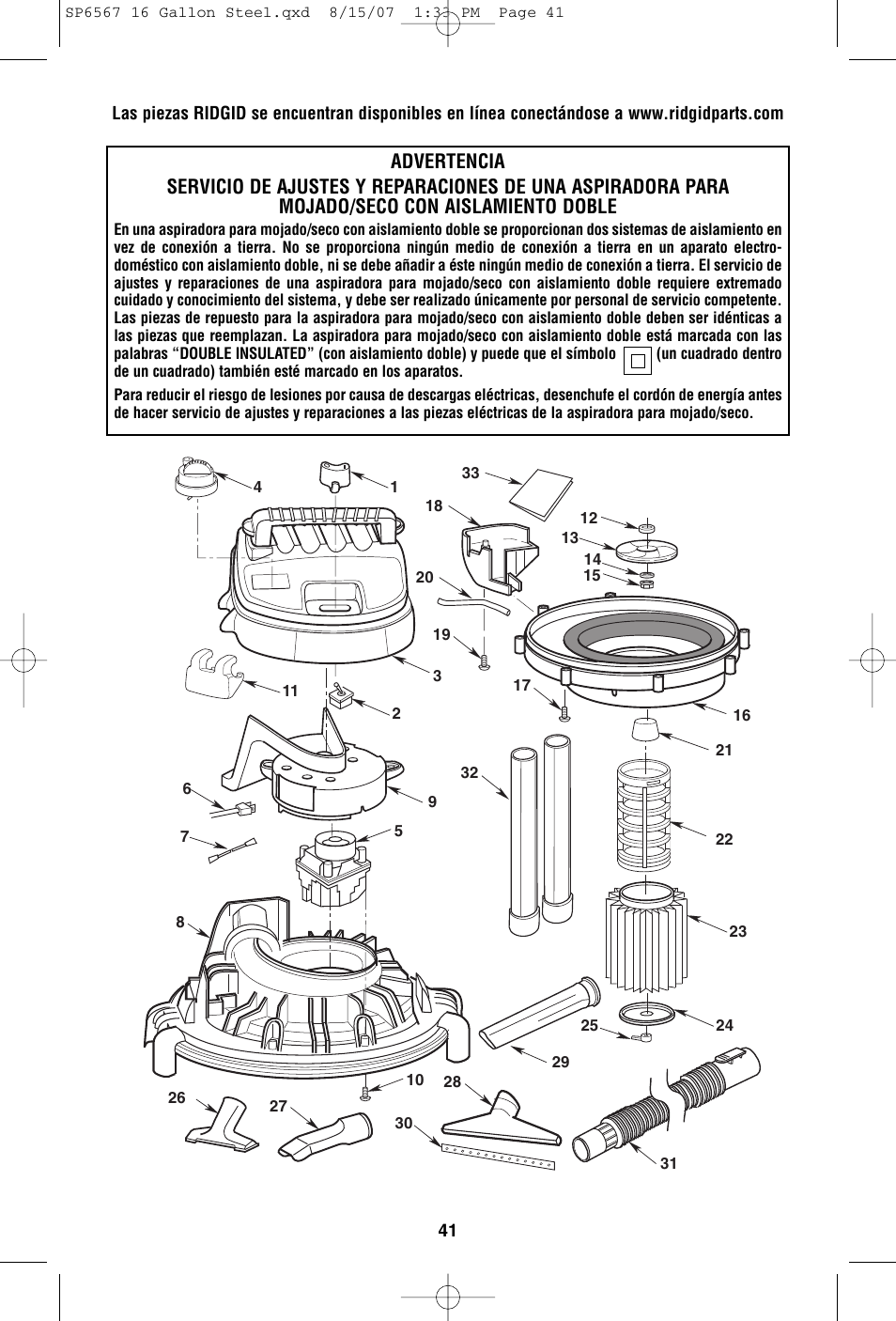 RIDGID WD1950 User Manual | Page 41 / 44