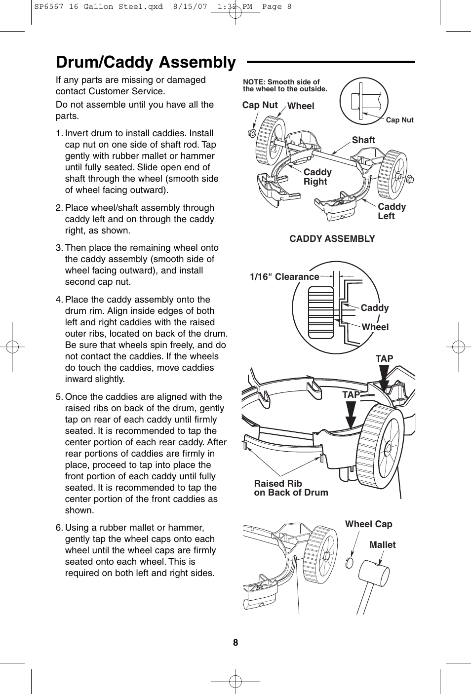 Drum/caddy assembly | RIDGID WD1950 User Manual | Page 8 / 44