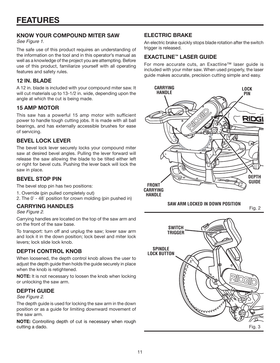 Features | RIDGID MS1290LZ User Manual | Page 11 / 40