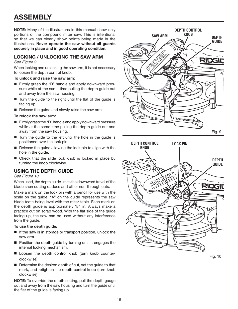Assembly | RIDGID MS1290LZ User Manual | Page 16 / 40