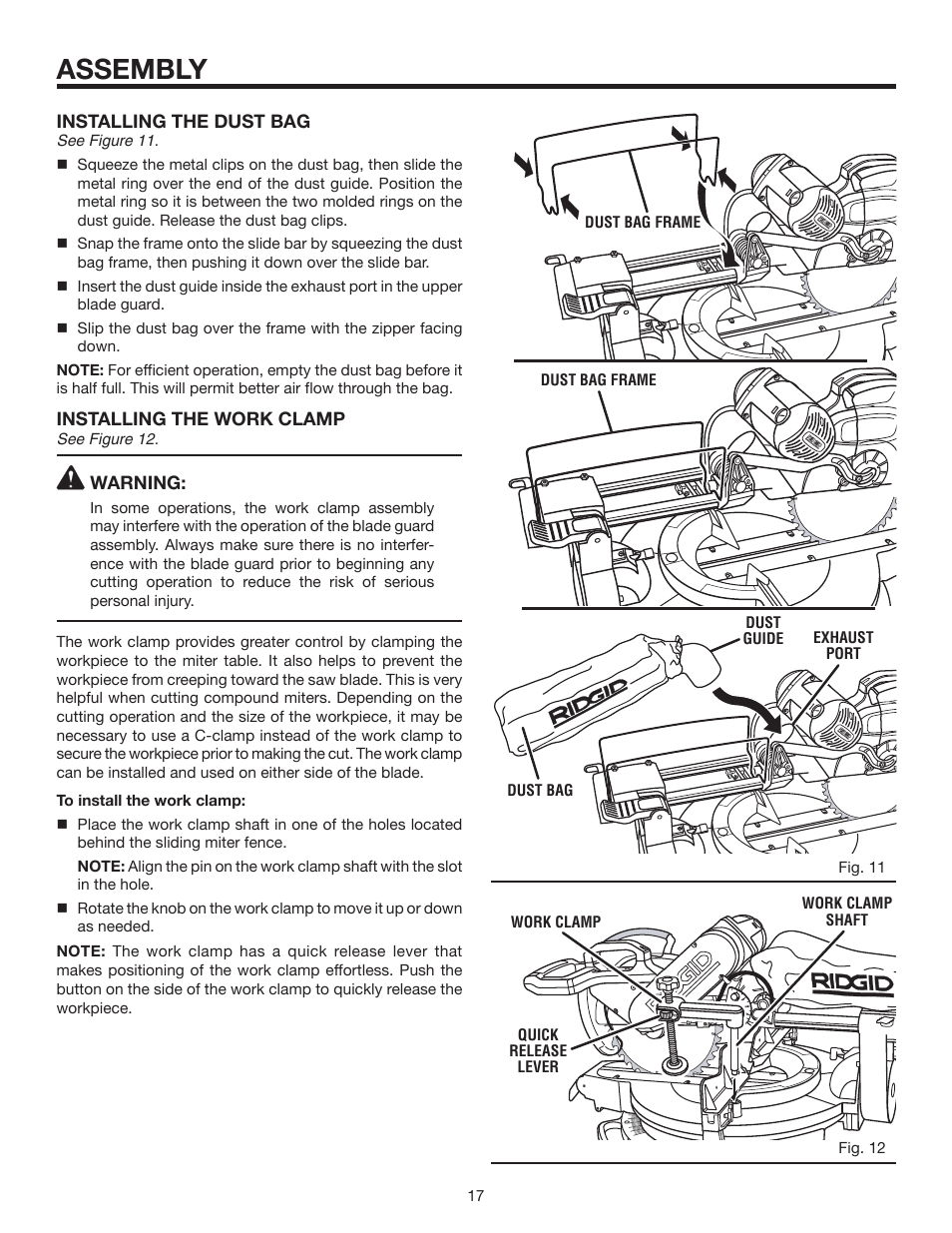 Assembly | RIDGID MS1290LZ User Manual | Page 17 / 40
