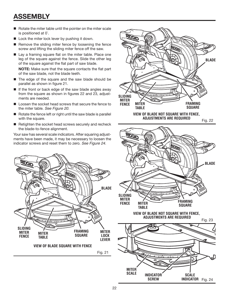 Assembly | RIDGID MS1290LZ User Manual | Page 22 / 40