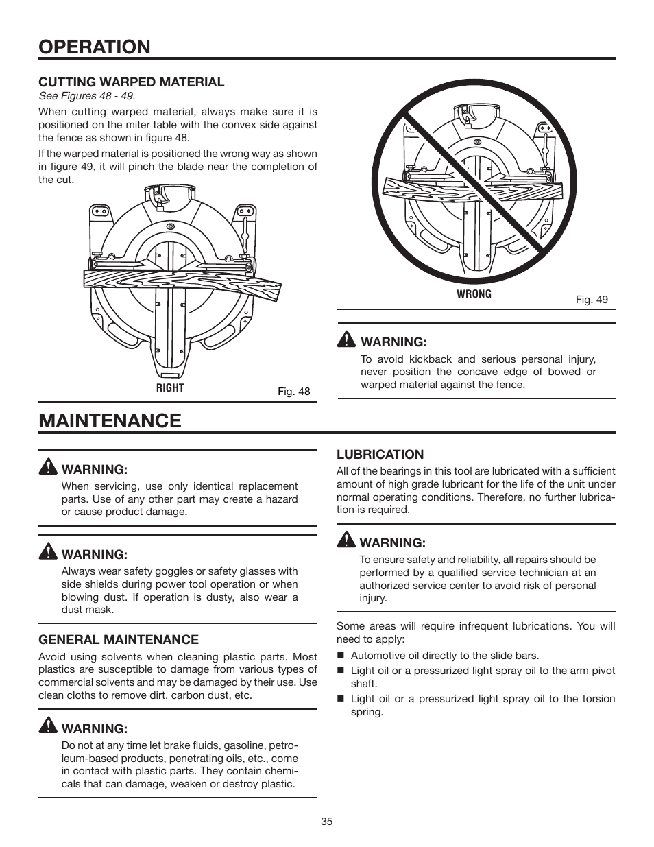 Operation maintenance | RIDGID MS1290LZ User Manual | Page 35 / 40