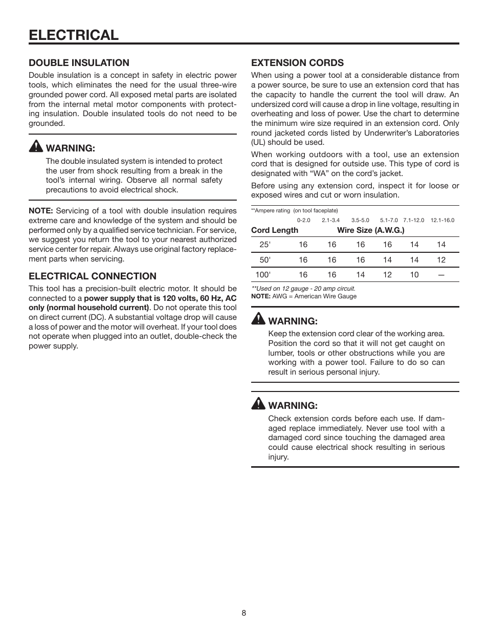 Electrical | RIDGID MS1290LZ User Manual | Page 8 / 40
