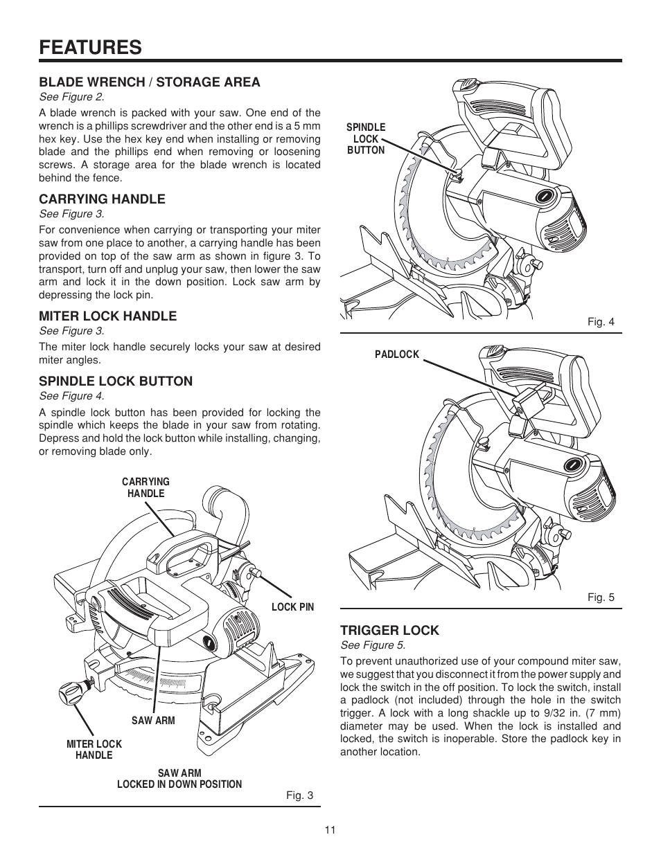 Features | RIDGID MS 1065LZ User Manual | Page 11 / 30