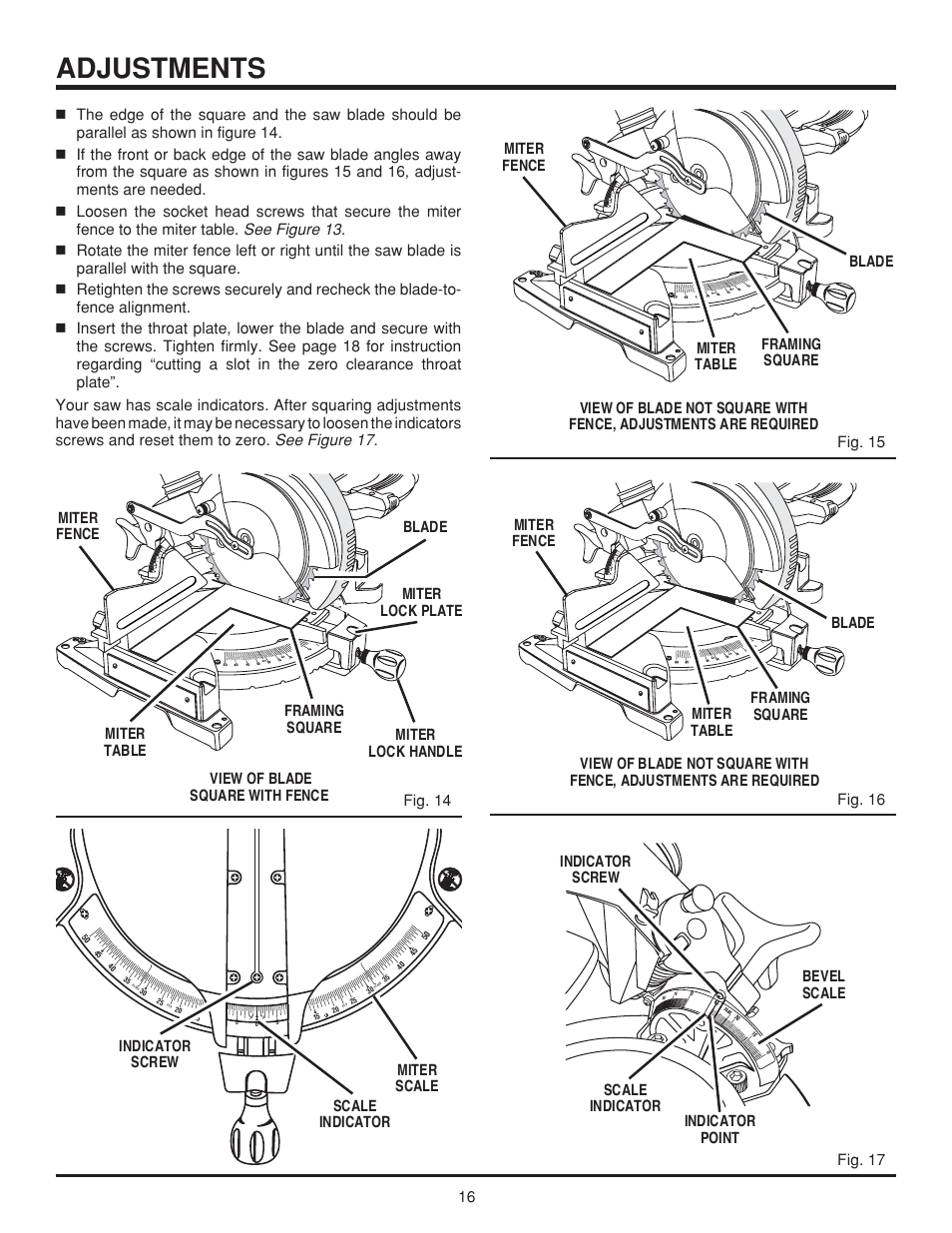 Adjustments | RIDGID MS 1065LZ User Manual | Page 16 / 30