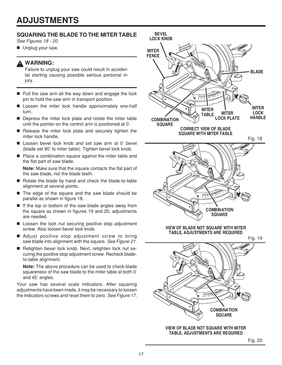 Adjustments | RIDGID MS 1065LZ User Manual | Page 17 / 30