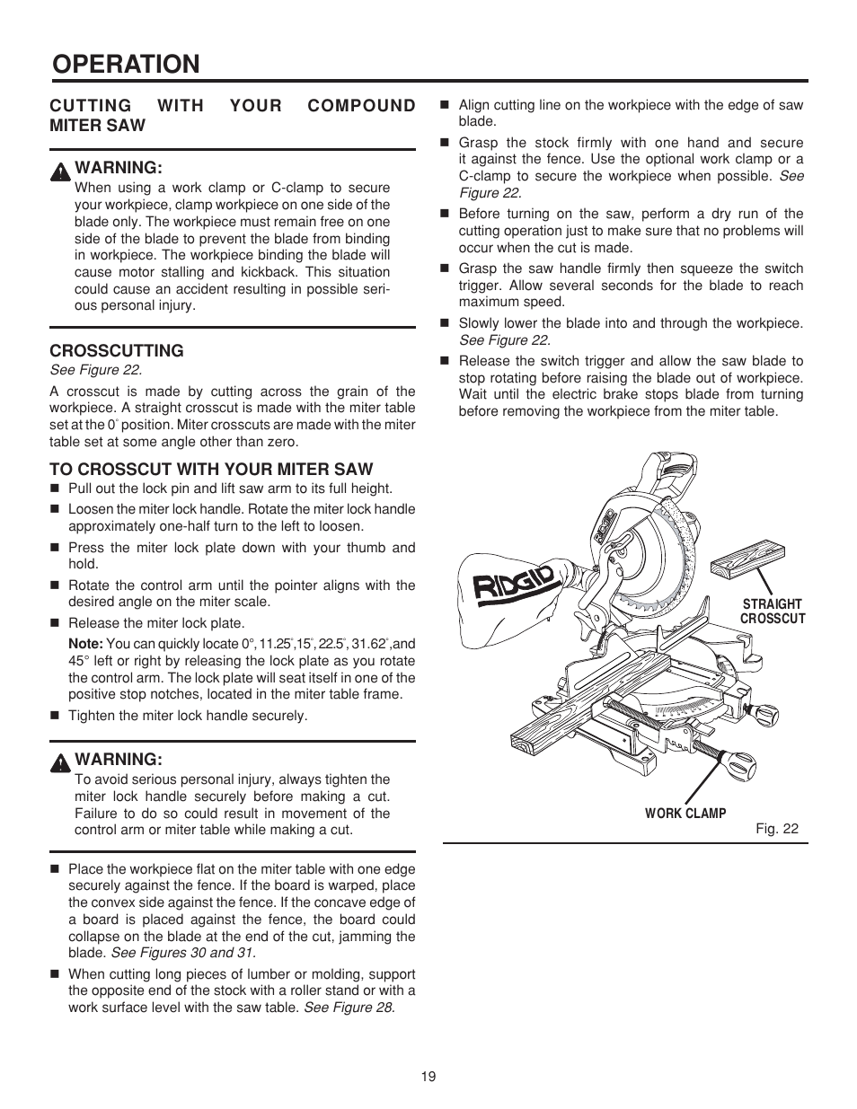 Operation | RIDGID MS 1065LZ User Manual | Page 19 / 30