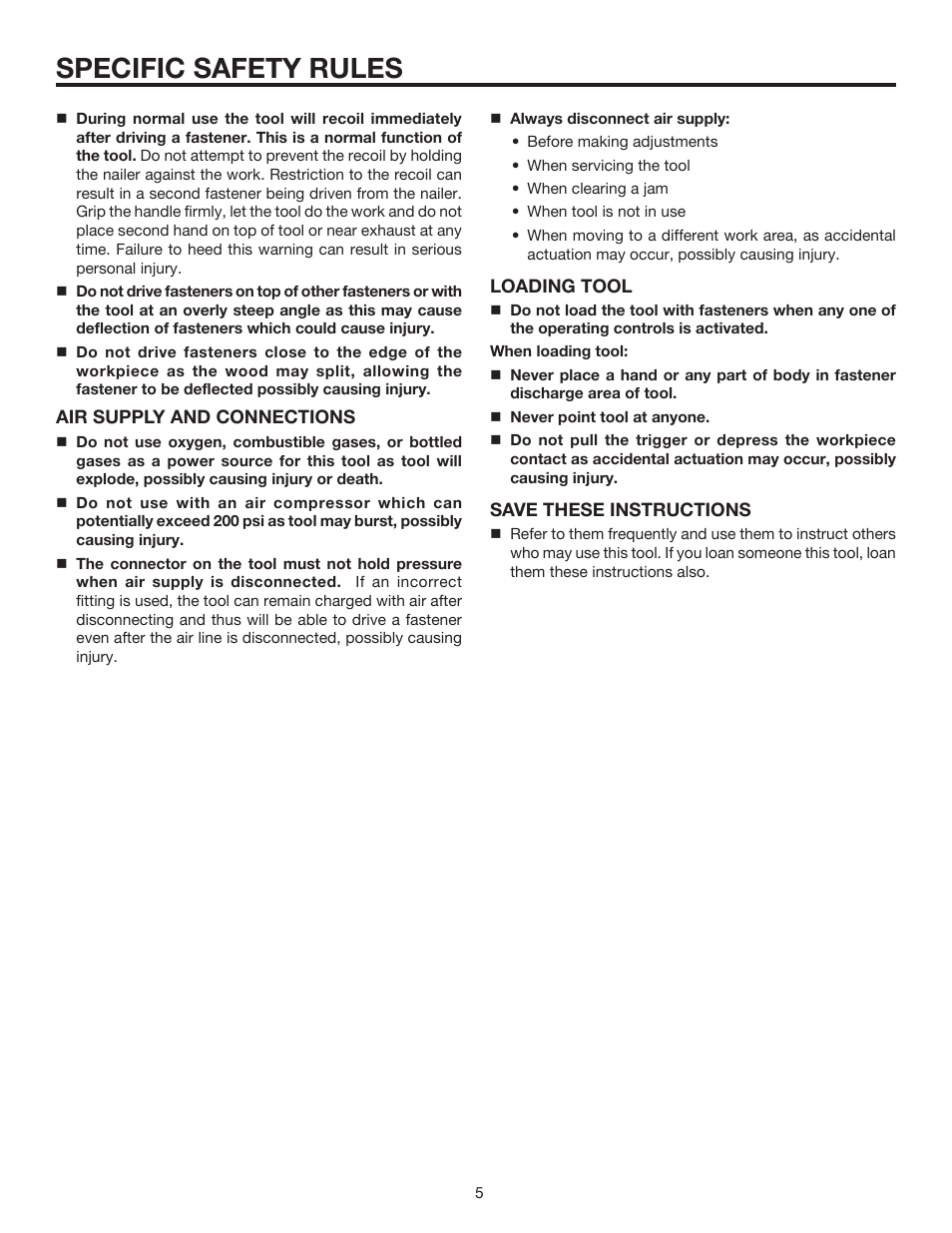 Specific safety rules | RIDGID R175RND User Manual | Page 5 / 22