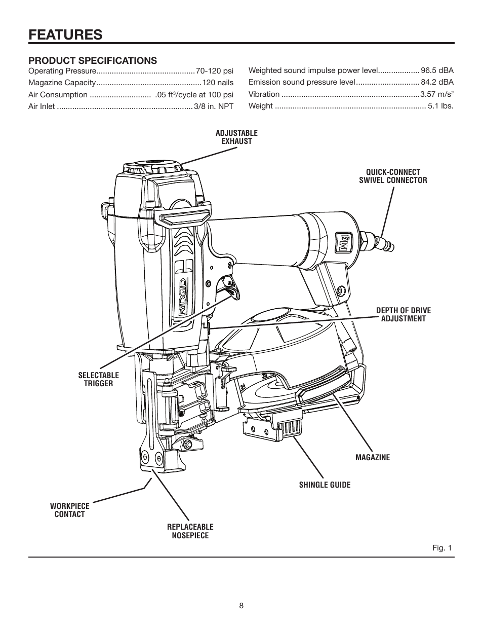 Features | RIDGID R175RND User Manual | Page 8 / 22
