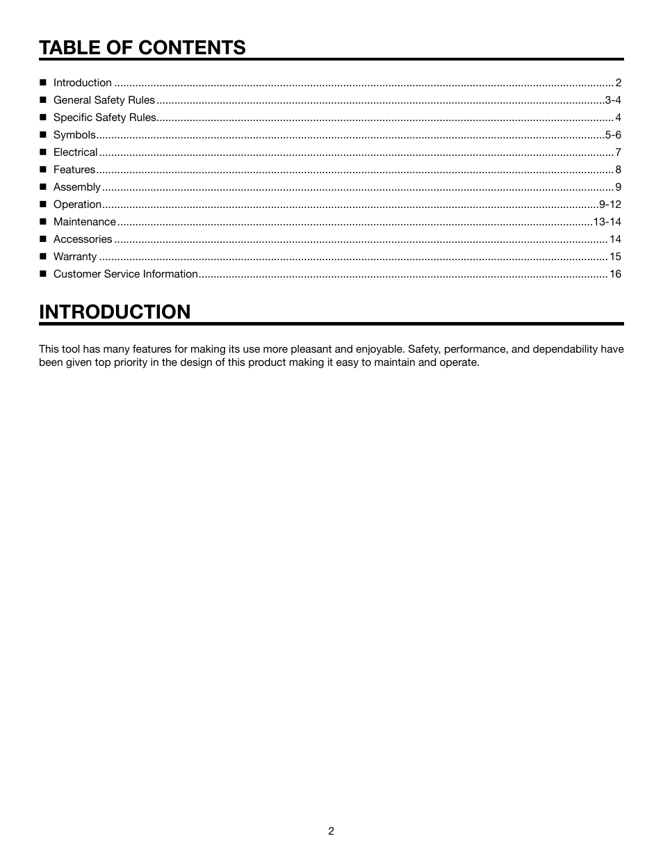 Table of contents introduction | RIDGID R7110 User Manual | Page 2 / 16