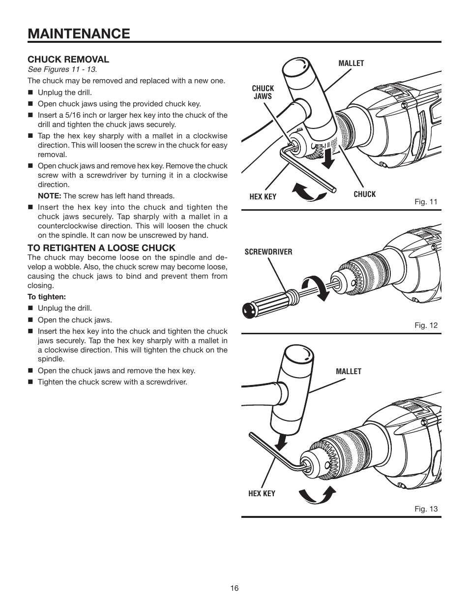 Maintenance | RIDGID R5013 User Manual | Page 16 / 18