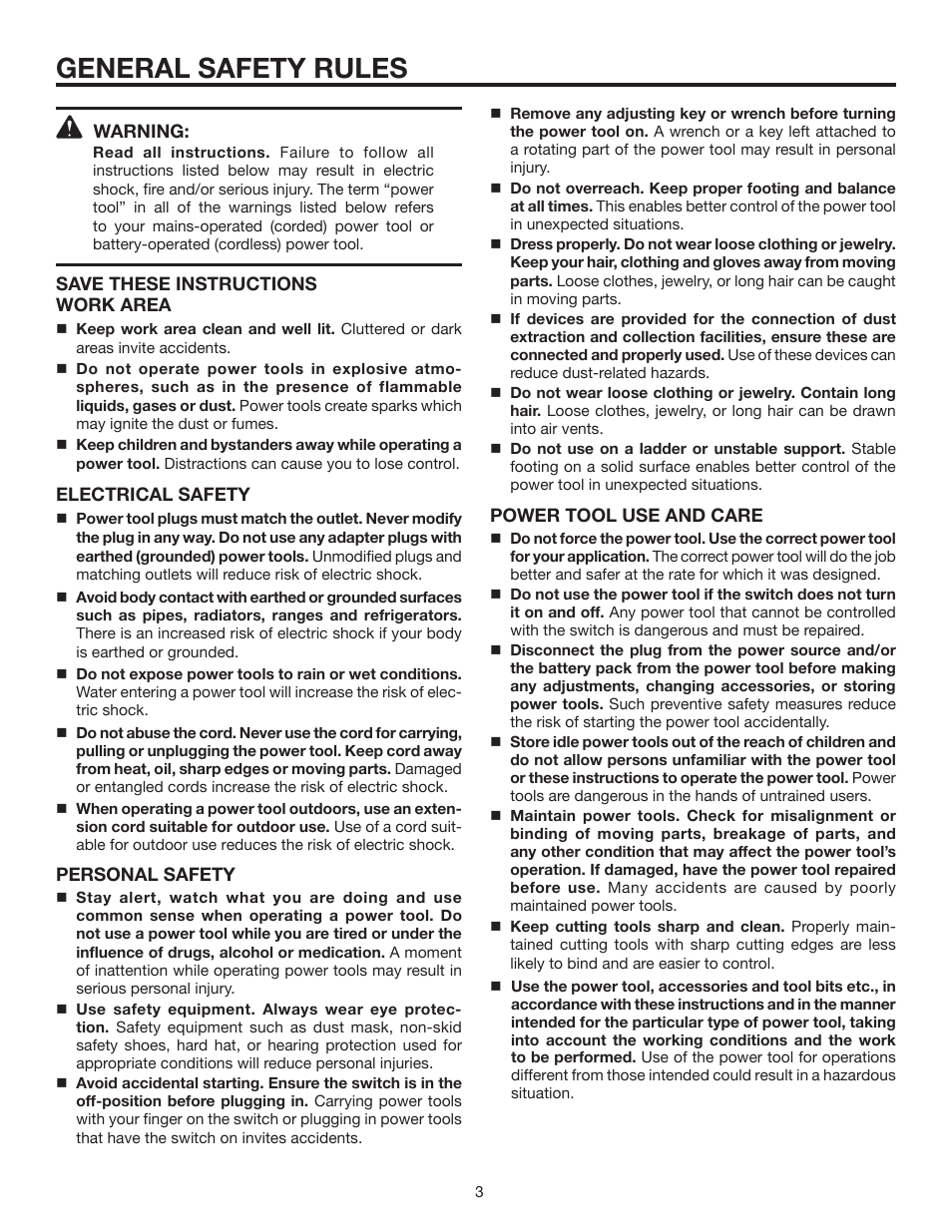 General safety rules | RIDGID R5013 User Manual | Page 3 / 18