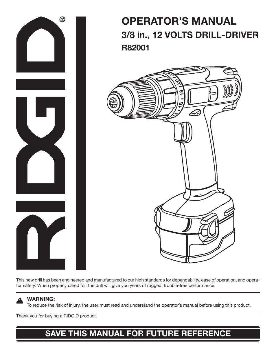 RIDGID R82001 User Manual | 20 pages