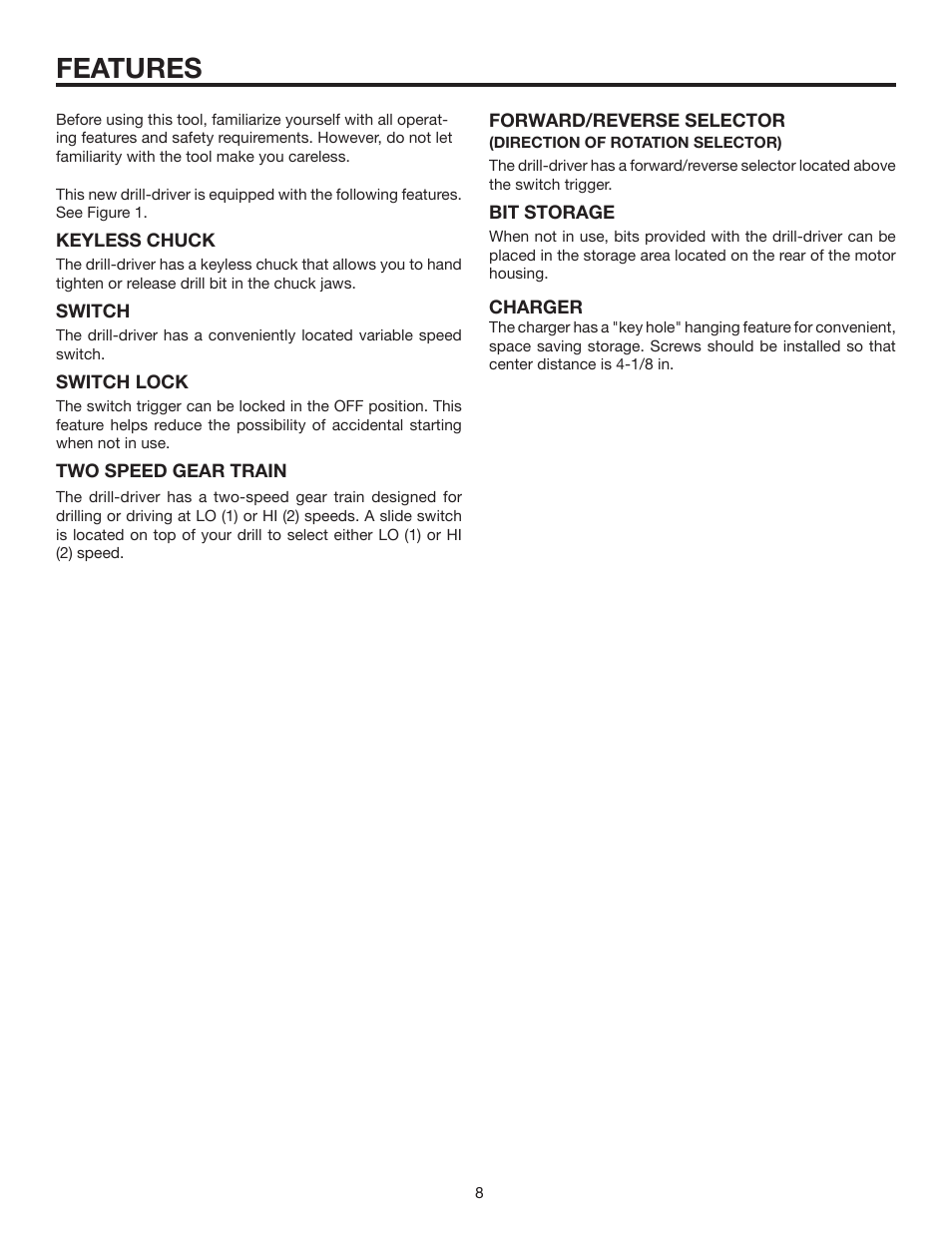 Features | RIDGID R82001 User Manual | Page 8 / 20