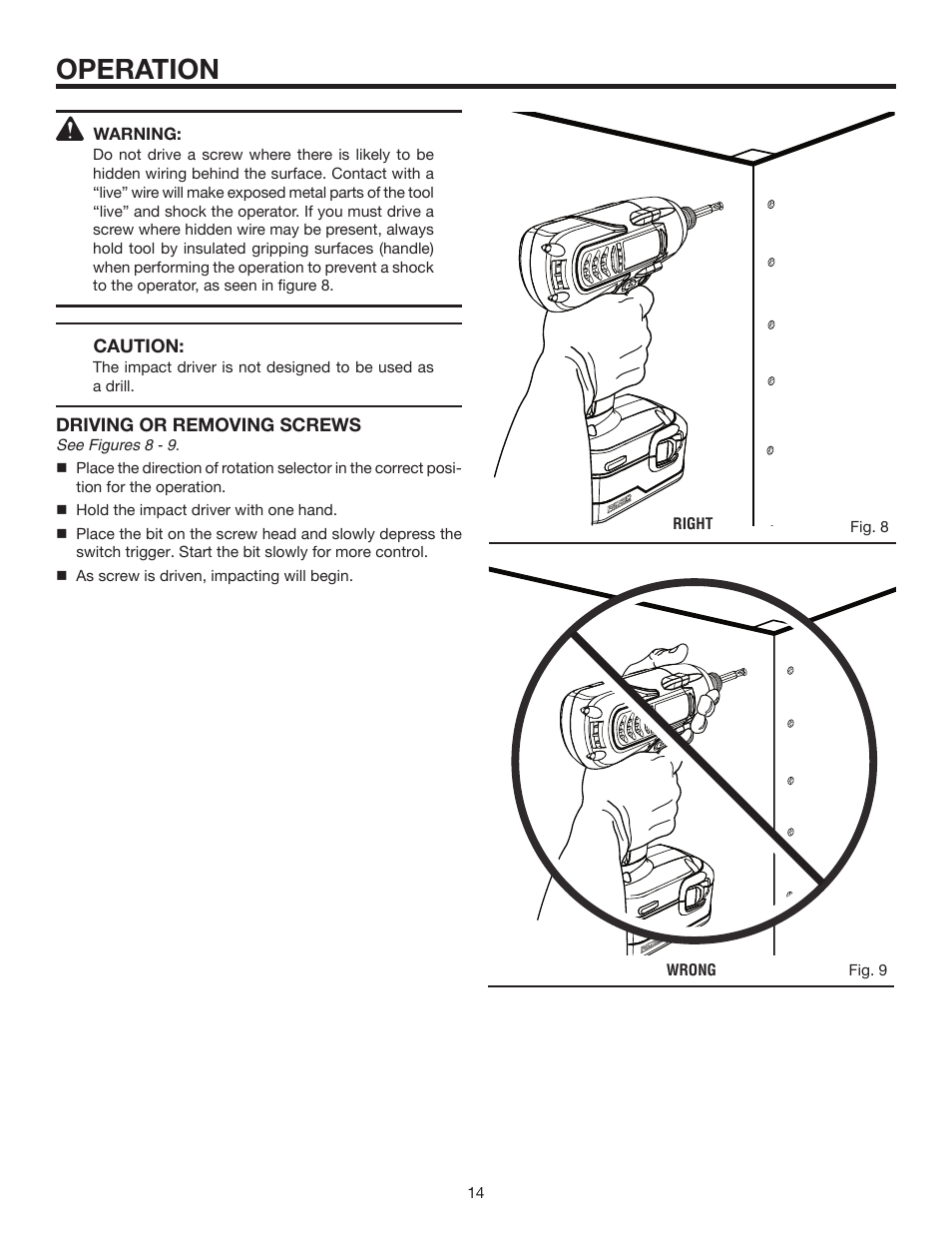 Operation | RIDGID R84230 User Manual | Page 14 / 18