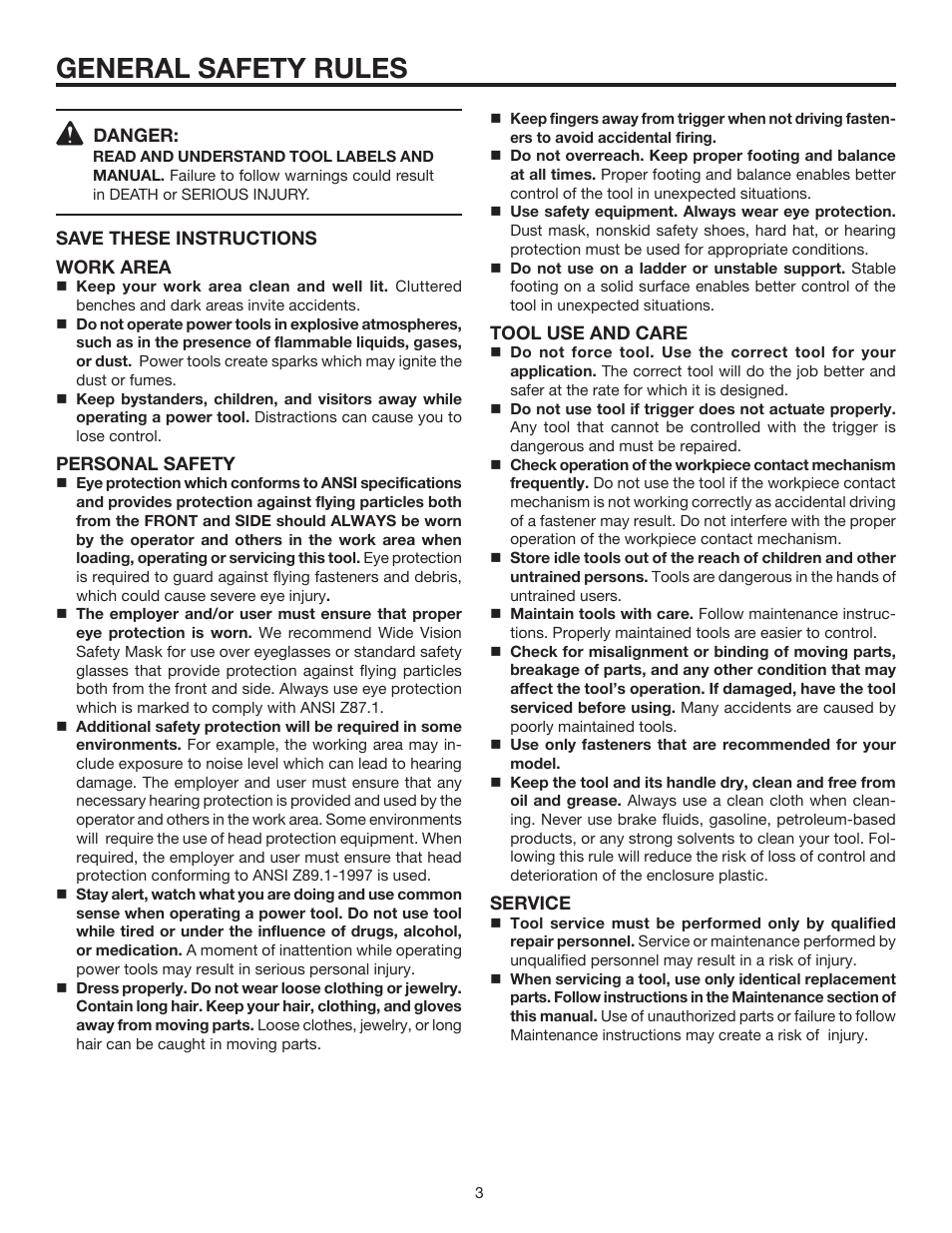 General safety rules | RIDGID R350PNA User Manual | Page 3 / 16