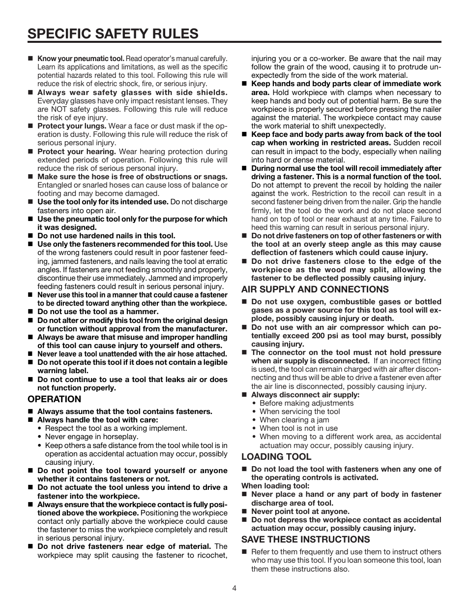 Specific safety rules | RIDGID R350PNA User Manual | Page 4 / 16