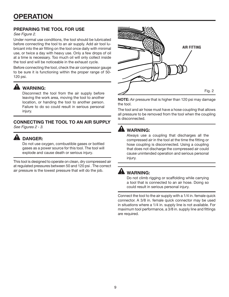 Operation | RIDGID R350PNA User Manual | Page 9 / 16