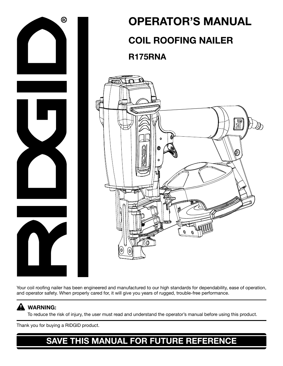 RIDGID R175RNA User Manual | 22 pages