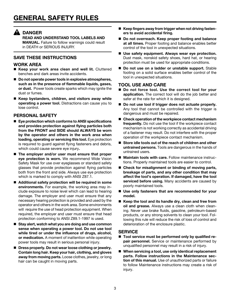 General safety rules | RIDGID R175RNA User Manual | Page 3 / 22