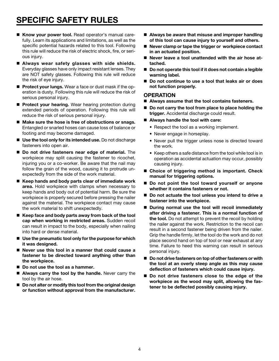 Specific safety rules | RIDGID R175RNA User Manual | Page 4 / 22