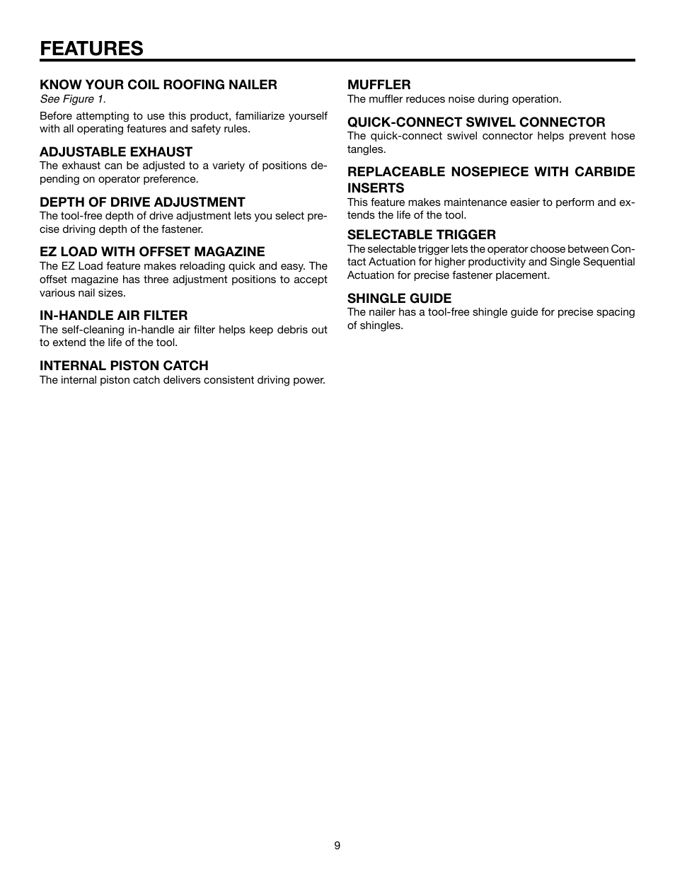Features | RIDGID R175RNA User Manual | Page 9 / 22